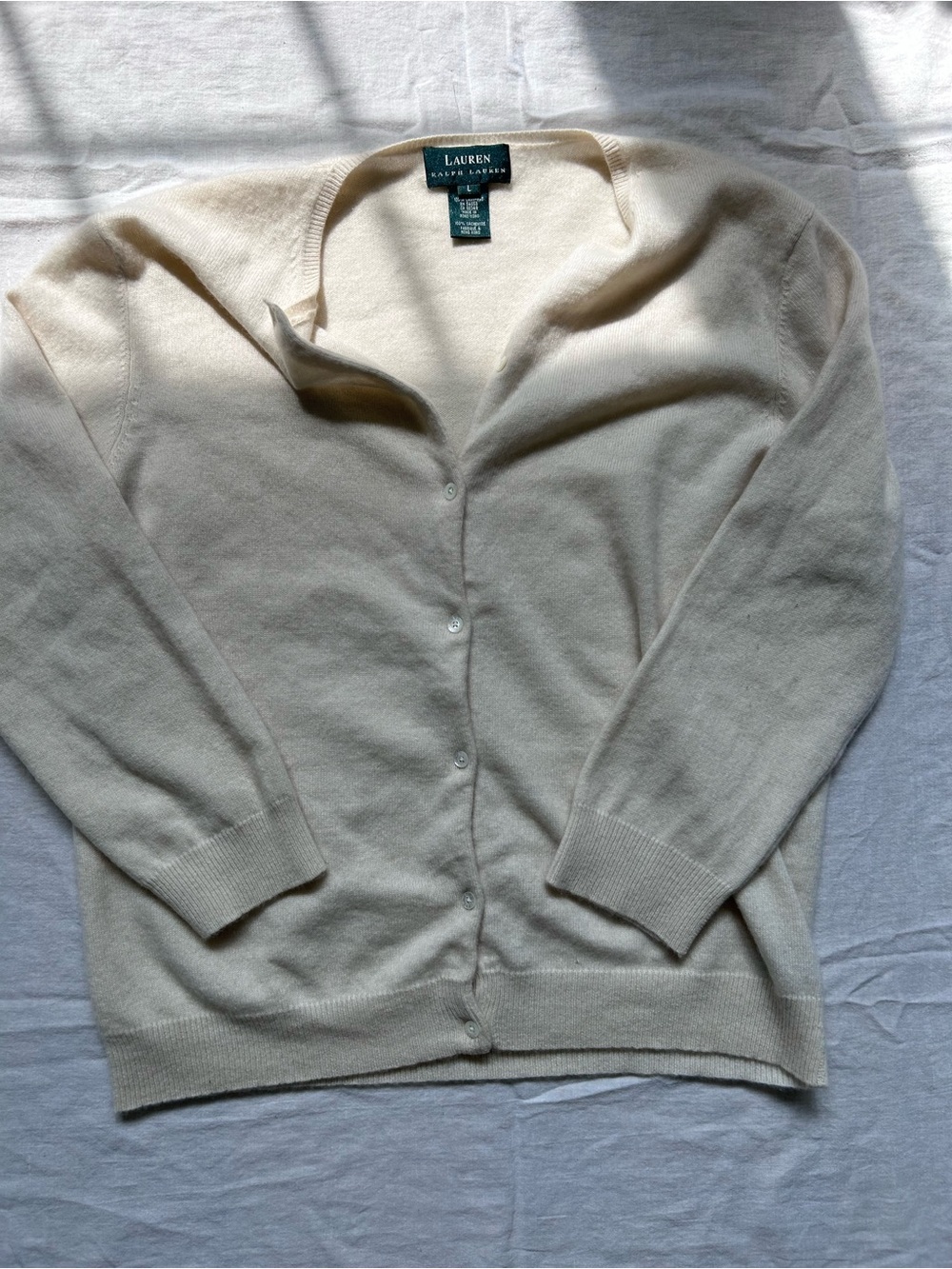 Ralph Lauren Cream Button-Front Cardigan Sweater